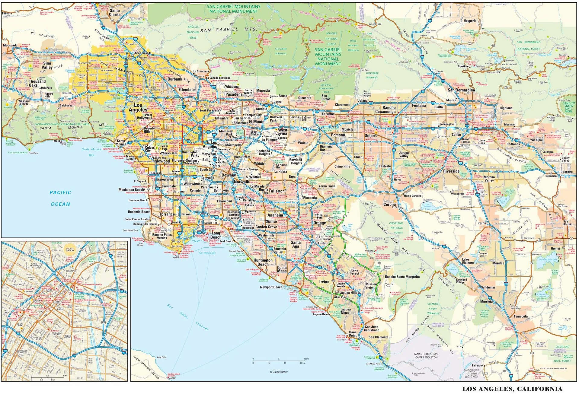 Los Angeles Ville Carte californie